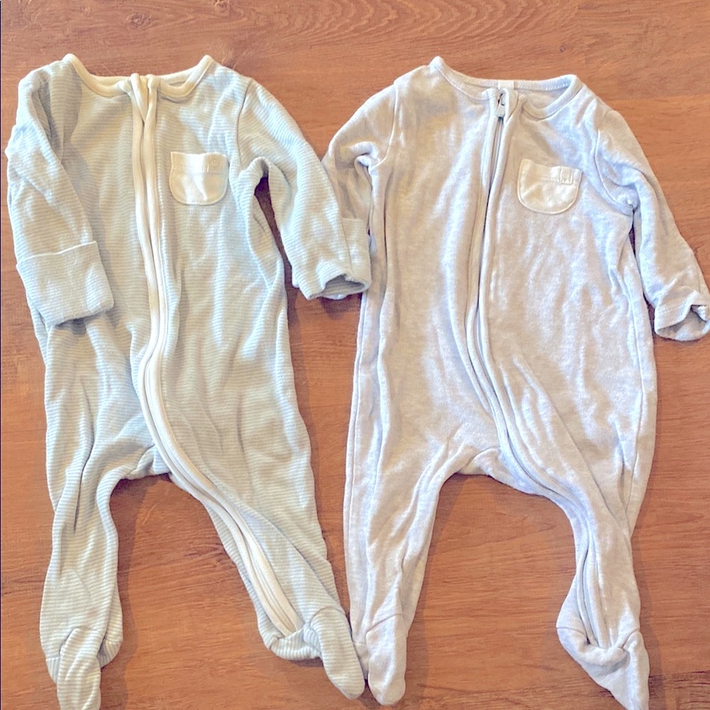 Set of Two Baby Mori Baby Zip-Up Onesies